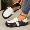 Comércio exterior transfronteiriço plus size outono 2026 novo mocassim feminino plano retrô de camurça com estampa de leopardo, de usar dos dois lados