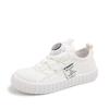 Sapatos de Lona Infantil para Meninas Primavera & Outono Sapatos Casuais Versáteis para Estudantes Fivela Giratória Respirável Branco Sapatos de Performance para Menininhos