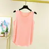 Camisola de Color Sólido de Algodón de Bambú para Mujer, Top de Verano sin Mangas, Cuello Redondo, Corte Holgado, Se Puede Usar como Capa Exterior o como Capa Base