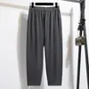 Tiro real sin planchar caída fresca verano casual pantalones harén talla grande sueltos pantalones cigarette para mujer negro