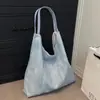 Bolsa Tote Jeans Estilo Preguiçoso Coreano para Mulheres 2025 Nova Grande Capacidade Ombro Único Bolsa de Axila Bolsa para Estudante Aula Comutador