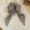 Tela con Tachuelas de Diamante Lazo Rayas de Perlas Bufanda de Seda Scrunchie Moda Sencillo Elegante Goma para el Cabello Cola de Caballo Baja Accesorio para el Cabello