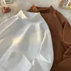 Camiseta de algodão puro com mangas compridas, gola alta meia-altura, peso pesado, estilo americano, unissex, marca da moda para primavera e outono, corte solto, adequada para usar em camadas e como peça básica.