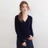 Nuevo Cárdigan de Punto con Cuello en V para Otoño/Invierno para Mujer, Versátil Color Sólido Tejido de Trenza Suéter Superior 100% Cachemira Pura