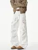 Jeans de trabajo estilo retro americano tie-dye para hombre, nuevos pantalones casuales holgados de pierna ancha de alta costura 2026, pantalones casuales plisados de moda