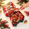 Caja de Almacenamiento de Hierro con Coche de Navidad Tarro para Dulces y Galletas Navideñas Caja de Empaque para Regalos Adornos de Almacenamiento para el Hogar