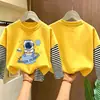 Camiseta de manga larga para niño 2026 nuevo modelo, camiseta de niño estilo dos piezas con caricaturas, ropa de otoño para niños, camiseta básica de algodón puro