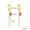Brincos de Argola Europeus e Americanos Transfronteiriços com Borlas de Zircônia, Design Elegante, Corrente Oval, Brincos de Aço Inoxidável Banhados a Ouro 18K