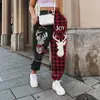 Pantalones Europeos y Americanos Transfronterizos para Mujer Otoño e Invierno Nuevos Pantalones Deportivos Holgados de Fitness con Estampado Navideño Europeo y Americano