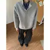 Sudadera de peso pesado con retazos a cuadros de imitación de dos piezas con cuello alto sin capucha para hombre, otoño, corte limpio, streetwear americano, chaqueta casual