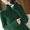Suéter de punto para mujer, otoño transfronterizo, cuello alto apilado, nuevo 2025, ajuste ceñido, capa base acanalada de manga larga