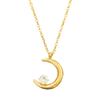 Collar explosiones vivas luna incrustada circón femenino acero de titanio 18K no se decolora viento frío diseño nicho cadena de clavícula