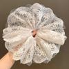 Scrunchie de Encaje Blanco Suave Flor para el Cabello Extra Grande Estilo Coreano para Mujer Goma para el Cabello de Alta Gama Accesorios para el Cabello Venta al por Mayor