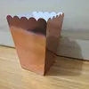 Caixas de Pipoca para Aniversário e Feriados, Várias Cores, Baldes de Papel, Caixas de Papel, Copos de Pipoca, Caixas de Embalagem Descartáveis para Pipoca, Estampagem Dourada