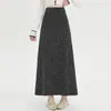Falda versátil de estilo coreano vintage de cintura alta, suave, de corte holgado y con una hermosa caída, adecuada para otoño e invierno, disponible en versión larga y corta, moderna falda de línea A