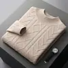 Nuevo suéter grueso para hombre, camiseta básica de cuello redondo, ropa cálida de otoño e invierno, top casual de punto, suéter de lana al por mayor