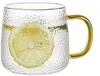 Copo de Vidro Transparente de Alto Borossilicato Padrão Martelo Doméstico Camada Única Alça Amarela Copo para Beber Bebida Láctea Chá com Flores Copo de Café da Manhã
