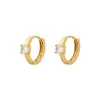 E6237 Pendientes geométricos de plata de ley S925, estilo coreano, minimalistas y versátiles, para mujer, con un diseño único y deslumbrante incrustado de diamantes