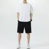 Camiseta Lisa de Manga Curta com Gola Redonda para Homens 2025 Verão Novo Estilo Japonês Simples Estampada Tamanho Grande Solta Casual