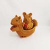 Forma de Animal Tejida de Mimbre Sintético Ardilla Grande Cesta de Almacenamiento Cesta para Snacks Madre Ardilla Ardilla Bebé Set de 2