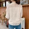 2024 Outono coreano novo doce costura blusa de costura top solto bordado camisa de renda para as mulheres