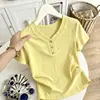 Camiseta de Manga Corta de Moda para Mamá, Nueva Tendencia Verano 2026, Blusa Versátil de Cuello en V, Talla Grande Holgada Adelgazante