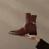 Botines de alta calidad, lavados, de piel de vaca de primera capa, con suela blanda, cómodos, de tacón bajo para mujer, adecuados para figuras petite, planos, marrones, talla 40