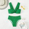 Traje de Baño Dividido para Mujer Verano Color Sólido Hoyo Sexy Deseo Puro Estilo Europeo y Americano Comercio Exterior Transfronterizo Traje de Baño Bikini Triángulo
