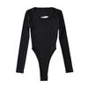 Otoño e invierno Nuevo mono europeo y americano para mujer de espalda grande sin mangas con cuello redondo y manga larga L2213