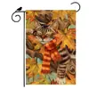 Bandera de Jardín de Acción de Gracias Transfronteriza Nueva Decoración de Otoño para Patio Bandera de Lino con Estampado de Calabaza y Hoja de Arce Bandera de Doble Cara