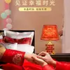 Lámpara de Mesa de Boda de Cristal Lámpara de Mesita de Noche para Dormitorio Decoración de Boda Simple Moderna Cálida Romántica Lámpara para Habitación de Boda Rojo Feliz