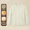 Sudadera de Gamuza de Alta Calidad de Peso Pesado 340g con Empalme Curvo para Hombre Nueva Camiseta de Manga Larga para Otoño e Invierno Camiseta Base Top