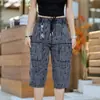 Pantalones casuales de verano para hombre, finos, elásticos, holgados, rectos, de longitud media, con seis bolsillos, pantalones capri de mezclilla