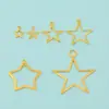 Banhado a Cobre Ouro 18K DIY Acessórios para Joias Feitas à Mão Moda Cor Retro Pingente Estrela de Cinco Pontas Vazado Pingente Estrela
