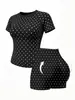2026 Nuevo Conjunto de Yoga Sin Costuras de Lunares Europeo y Americano con Almohadillas en el Pecho, Cuello Halter, Espalda Hermosa, Shorts Levanta Glúteos, Conjunto de Dos Piezas para Fitness