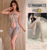 Lingerie Sexy com Lantejoulas, Roupa Sexy Latina para Boate, Conjunto Uniforme Saia Curta com Franjas, Lingerie Provocante e Sedutora para Mulheres, Brilhante