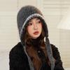 Touca Balaclava Feminina para Outono e Inverno, Estilo Coreano, Quente, Proteção para Orelhas, Emagrecimento Facial, Pequeno Chapéu Turbante, Estilo Coreano de Inverno, Inspirado em Chanel