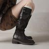 Conjunto de Chica Picante Estilo Oscuro ~ Botas de Montar de Caña Alta hasta la Rodilla Versátiles Adelgazantes para Mujer, Nuevas Botas Altas para Otoño e Invierno
