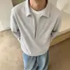 Sudadera con Capucha y Solapa con Cremallera Falsa de Dos Piezas para Hombre Otoño de Alta Gama Camiseta de Manga Larga Corte Limpio Top para Capas Interiores