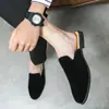 Meias-pantufas Fechadas de Verão para Homens, Mocassins Casuais de Camurça Estilo Britânico para Uso Externo, Sem Salto