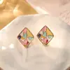 Pendientes de Glaseado de Goteo Color Dopamina Franceses, Pendientes Geométricos Irregulares de Moda y Personalizados, Pendientes de Estilo Fresco de Alta Gama