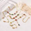 Tobillera Geométrica Personalizada Transfronteriza Europea y Americana Taina, Zirconia de Colores, Lujo Ligero, Sensación de Alta Gama, Joyería para el Pie que No se Desvanece al por Mayor