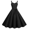 Foto real en stock 2023 Amazon francés verano venta caliente sexy tirantes retro estilo Hepburn vestido acampanado