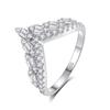 Anillo de diamantes de hilera pequeña, anillo de hilera en V, anillo de cola de dedo índice apilado con combinación de circonitas para mujer, anillo fino a juego de moda