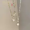 Elegante collar de titanio con seis puntas y un solo circonita de diamante para mujer, gargantilla de lujo ligero con ocho corazones y ocho flechas de diamante, cadena simple tipo hada para la clavícula