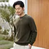 Suéter 100% Cachemir Puro Otoño Invierno Nuevo para Hombre Cuello Redondo Casual Tejido de Punto Holgado Jersey Suéter Cálido