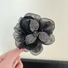 Pinza para el Cabello de Flor con Pedrería Platina Malla de Alta Gama para Mujer Estilo Coreano Nuevo Pinza para Cola de Caballo Alta
