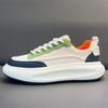 Sapatos Masculinos 2025 Novos Sapatos Brancos Respiráveis de Malha Tendência Versátil Sapatos de Cano Baixo Sapatos com Solado Grosso que Aumentam a Altura Sapatos Casuais Confortáveis