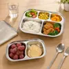 Plato dividido de acero inoxidable 304 exclusivo transfronterizo con tapa, lonchera estilo coreano y europeo, charola para cafetería escolar