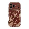 Fondo Rojo Hojas de Camelia Adecuado para Funda de Teléfono Apple 17 Pro Max iPhone 16 Cobertura Completa 15 A Prueba de Golpes 14 Tridimensional